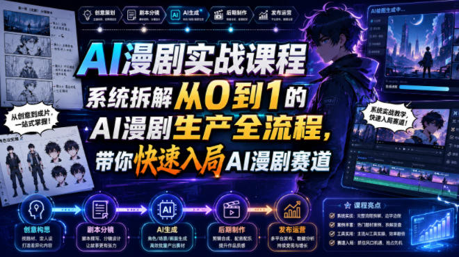 AI漫剧实战课程，系统拆解从0到1的AI漫剧生产全流程，带你快速入局AI漫剧赛道（更新）-多课资源站