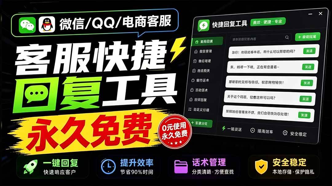 （20420期）微信/QQ/电商客服快捷回复工具，支持多平台话术库与一键发送，永久免费，使用简单！易歪歪-怪兽网创俱乐部