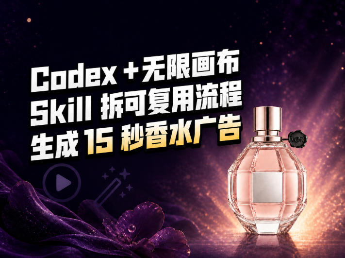 我把Amazon香水视频拆成Codex Skill：无限画布负责最后15秒-怪兽网创俱乐部