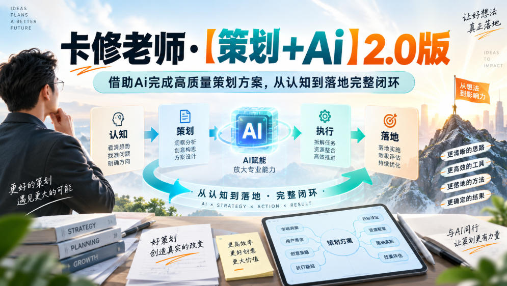 卡修老师·【策划+Ai】2.0版借助Ai完成高质量策划方案，从认知到落地完整闭环-网创百晓生