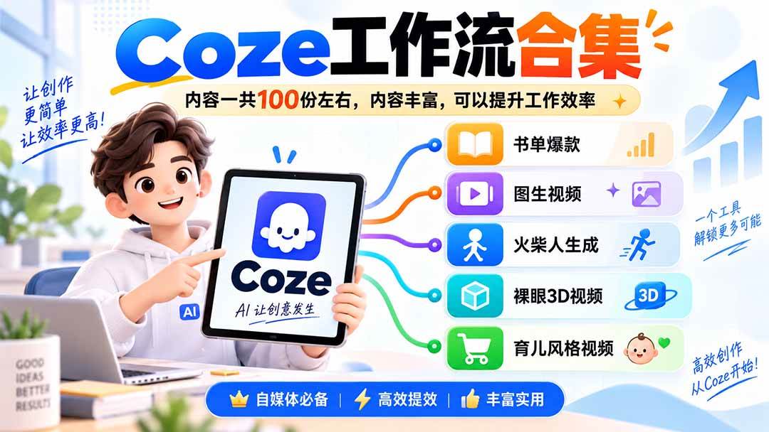 （20440期）Coze工作流合集，内容一共100份左右，内容丰富，可以提供工作效率-多课资源站