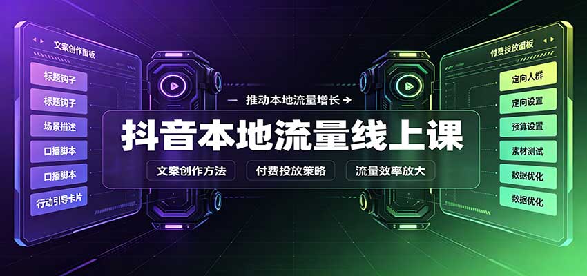 抖音本地流量线上课：账号搭建拍摄剪辑，文案创作与付费投放教学-邪修侠 - 演示