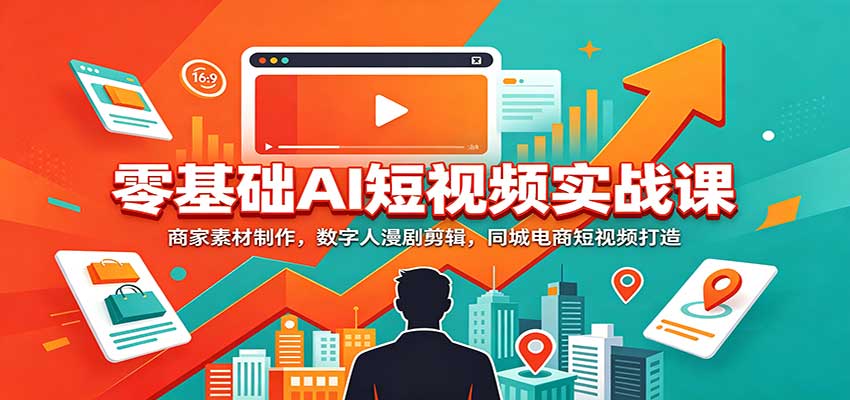 零基础AI短视频实战课：商家素材制作，数字人漫剧剪辑，同城电商短视频打造-怪兽网创俱乐部