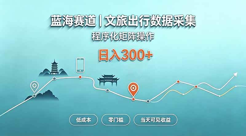（20478期）蓝海赛道 文旅出行数据采集 程序化矩阵操作 低成本 零门槛 当天可见收益 日入300+-邪修侠 - 演示