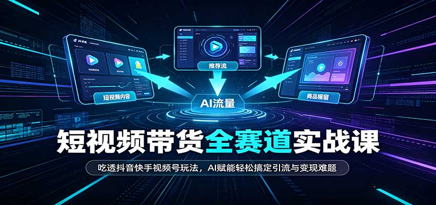 短视频带货全赛道：吃透抖音快手视频号玩法，AI赋能轻松搞定引流与变现难题-怪兽网创俱乐部