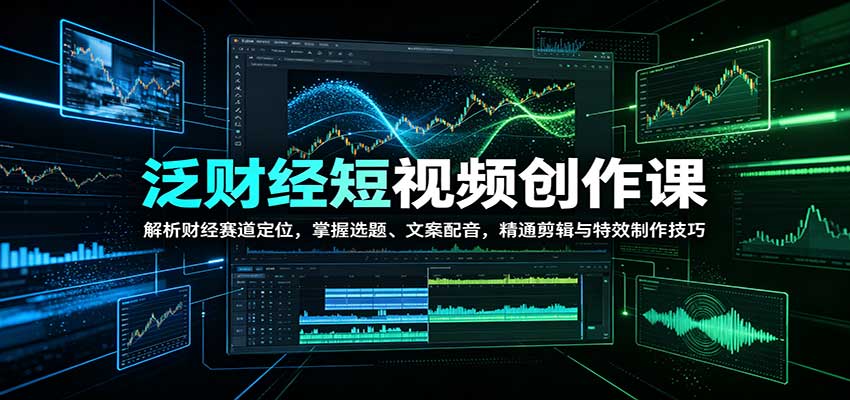 泛财经短视频创作课：解析财经赛道定位，掌握选题、文案配音，精通剪辑与特效制作技巧-怪兽网创俱乐部