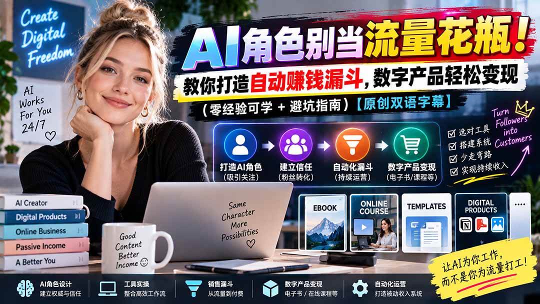 (20475期)AI角色别当流量花瓶!教你打造自动赚钱漏斗,数字产品轻松变现(零经验可学+避坑指南)【原创双语字幕】 (20475期)AI角色别当流量花瓶!教你打造自动赚钱漏斗,数字产品轻松变现(零经验可学+避坑指南)【原创双语字幕】