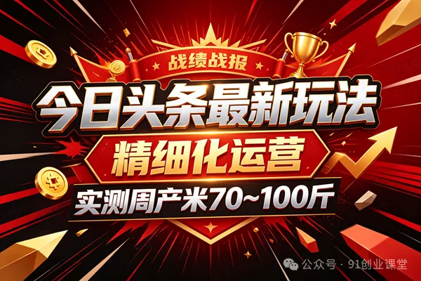 今日头条最新玩法，精细化运营，躺米，实测周产米 70~100 斤，兔米橡木，全新躺.zhuan模式-网创百晓生