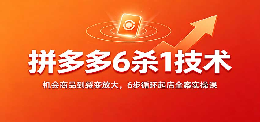 拼多多6杀1技术:机会商品到裂变放大,6步循环起店全案实操课-邪修侠 - 演示