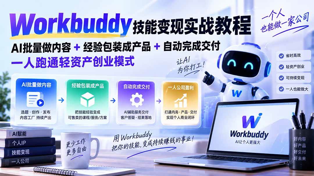 （20492期）Workbuddy技能变现实战教程：AI批量做内容+经验包装成产品+自动完成交付，一人跑通轻资产创业模式-邪修侠 - 演示