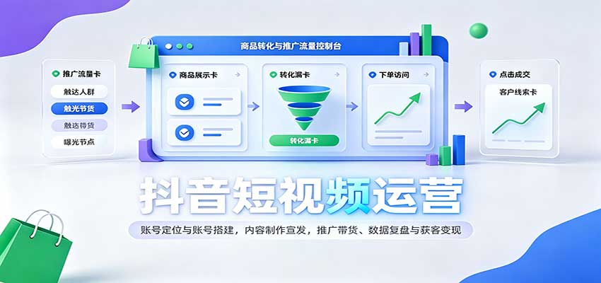 抖音短视频运营：账号定位与账号搭建，内容制作宣发，推广带货、数据复盘与获客变现-怪兽网创俱乐部