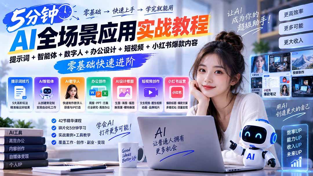 （20493期）AI全场景应用实战教程｜提示词+智能体+数字人+办公设计+短视频+小红书爆款内容，零基础快速进阶-邪修侠 - 演示
