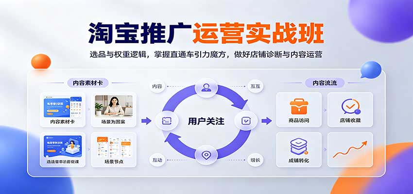 淘宝推广运营实战班:选品与权重逻辑,掌握直通车引力魔方,做好店铺诊断与内容运营-邪修侠 - 演示