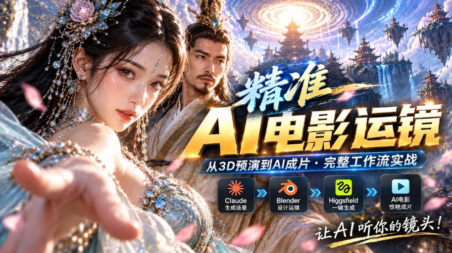 AI视频终于能精准运镜了！Claude+Blender+Higgsfield免费插件实测-邪修侠 - 演示