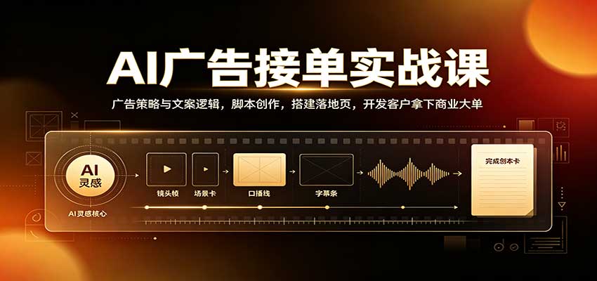 AI广告接单实战：广告策略与文案逻辑，脚本创作，搭建落地页，开发客户拿下商业大单-怪兽网创俱乐部