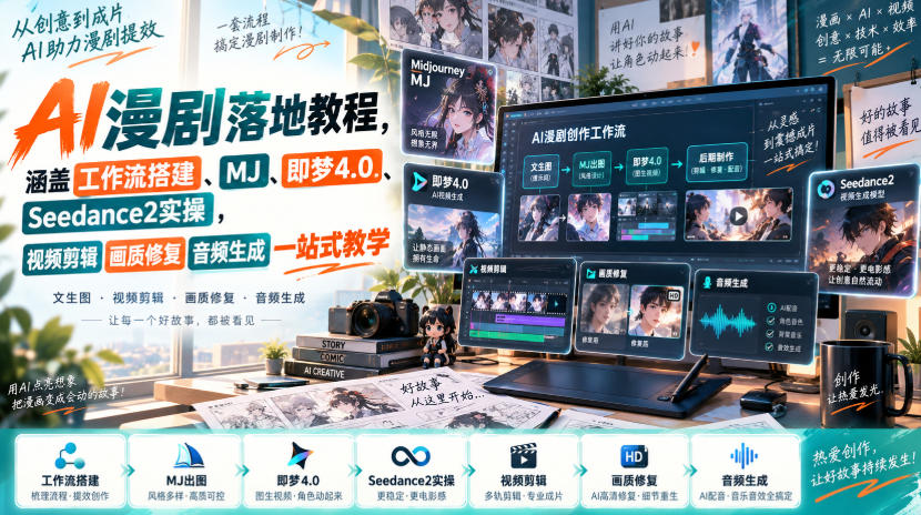 AI漫剧落地教程，涵盖工作流搭建、MJ、即梦4.0、Seedance2实操，视频剪辑画质修复音频生成一站式教学-邪修侠 - 演示