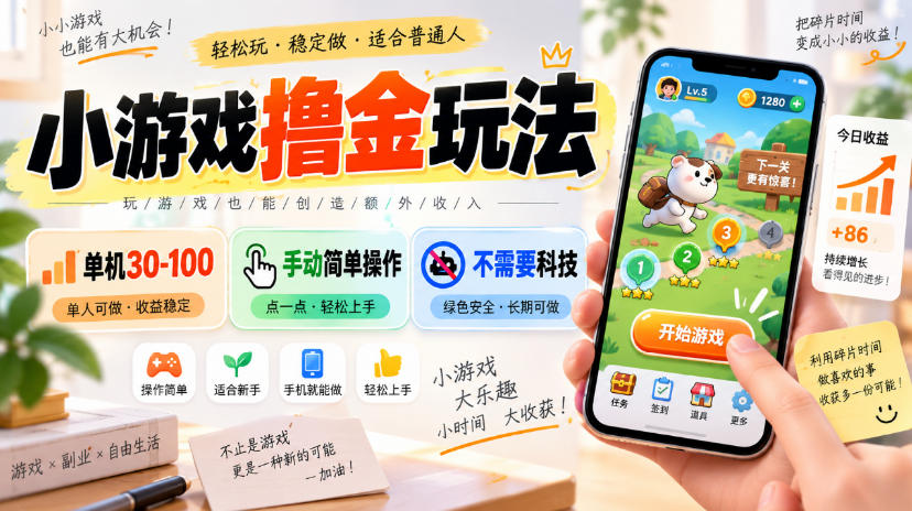 小游戏撸金玩法，单机30-100，手动简单操作，不需要科技-邪修侠 - 演示