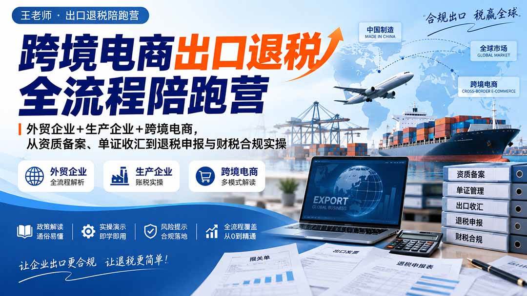 （20513期）跨境电商出口退税全流程陪跑营｜外贸企业+生产企业+跨境电商，从资质备案、单证收汇到退税申报与财税合规实操-邪修侠 - 演示