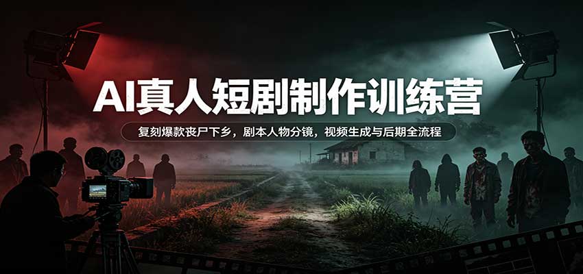 AI真人短剧制作训练营：复刻爆款丧尸下乡，剧本人物分镜，视频生成与后期全流程-怪兽网创俱乐部