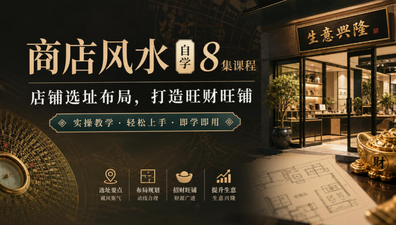 商店风水自学8集课程｜店铺选址布局，打造旺财旺铺实操教学-怪兽网创俱乐部