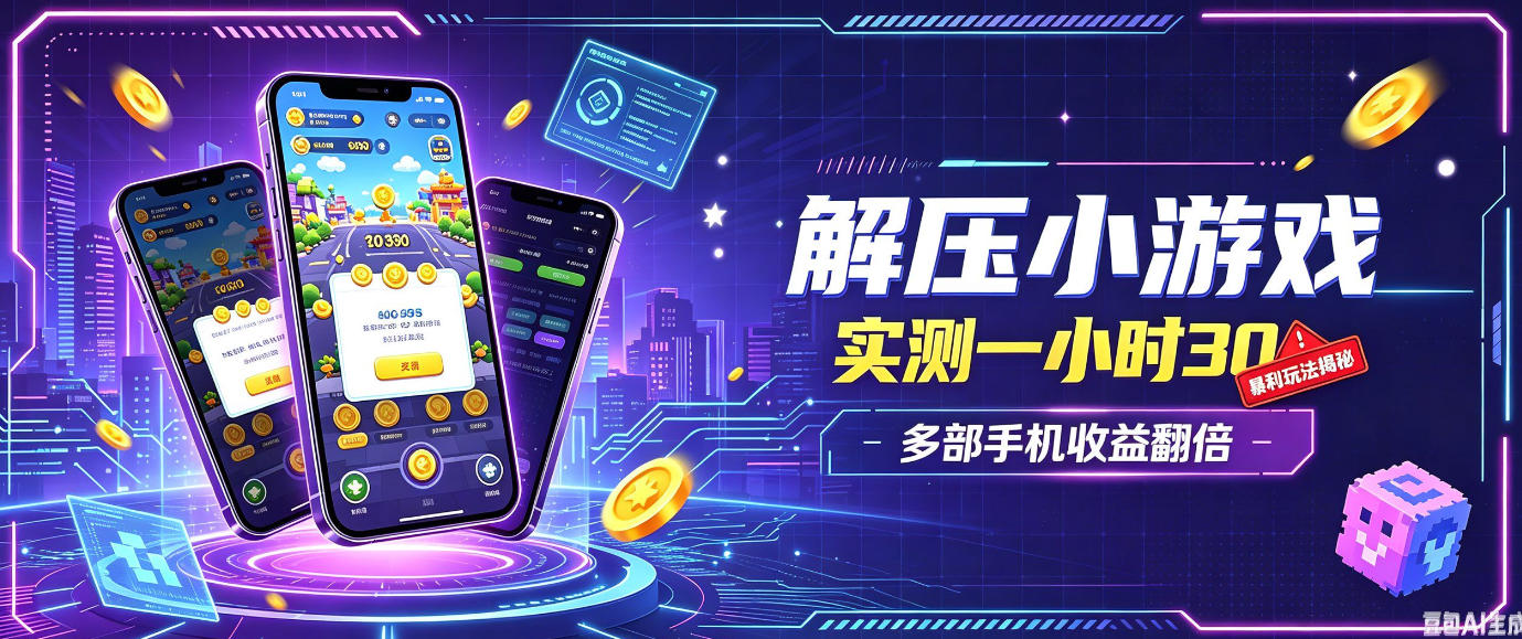 小游戏全流程玩法，实测一小时搞30，简单无脑解压，当天做当天就能看到进账，直接冲就行【揭秘】-邪修侠 - 演示