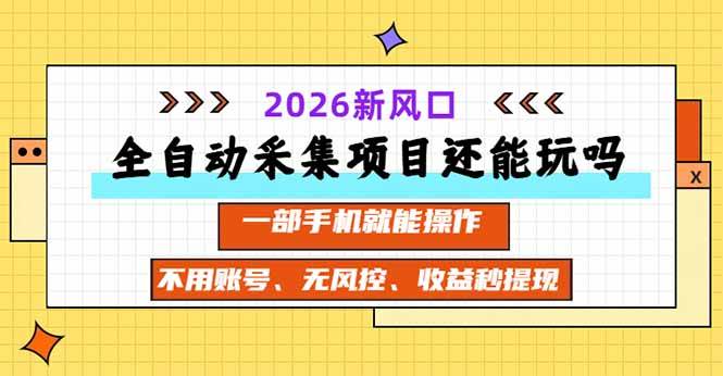（20533期）全自动采集项目还能玩吗？2026实测新风口 一部手机就能操作-邪修侠 - 演示