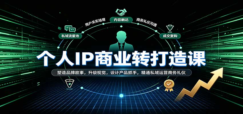 个人IP商业打造课：塑造品牌故事，升级视觉，设计产品抓手，精通私域运营商务礼仪-怪兽网创俱乐部
