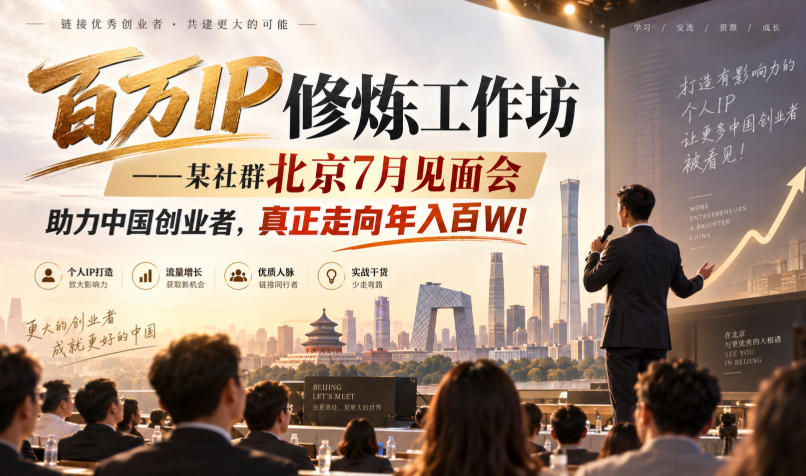 百万IP修炼工作坊——某社群北京7月见面会，助力中国创业者，真正走向年入百W!-多课资源站