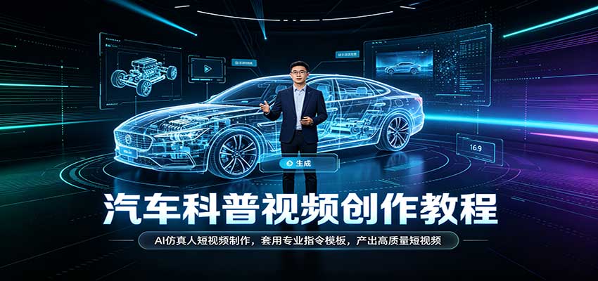 汽车科普视频创作教程：AI仿真人短视频制作，套用专业指令模板，产出高质量短视频-怪兽网创俱乐部