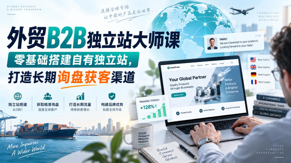 外贸B2B独立站大师课,零基础搭建自有独立站,打造长期询盘获客渠道-邪修侠 - 演示