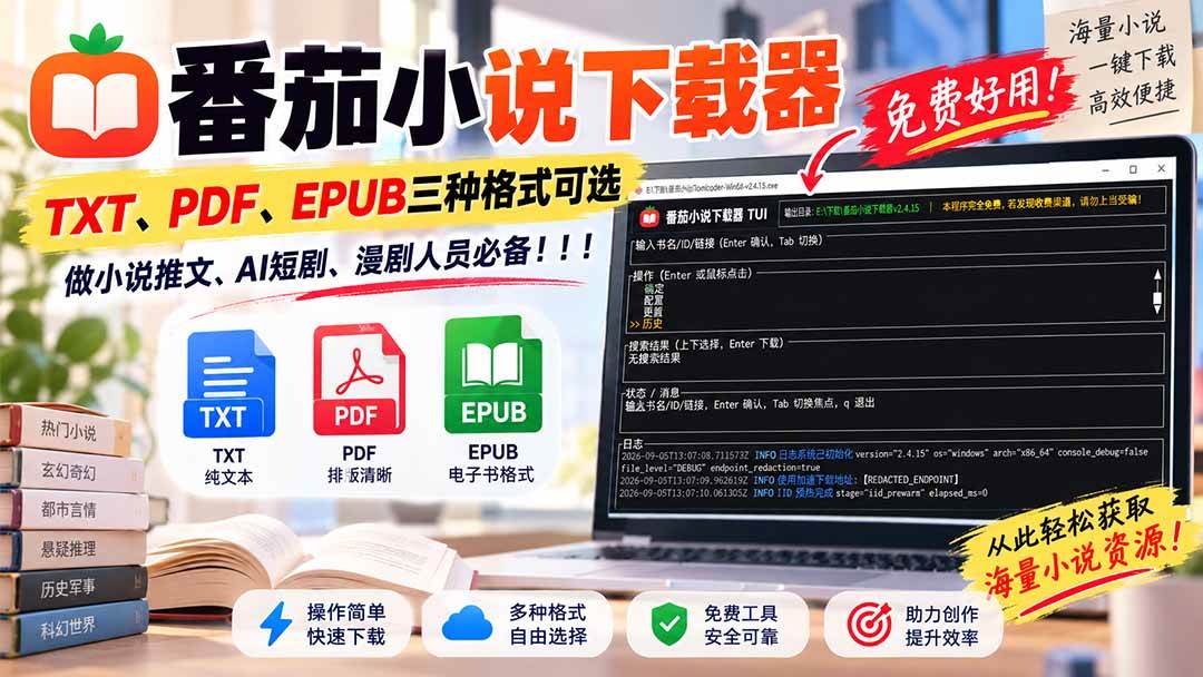 （20529期）番茄小说下载器，TXT、PDF、EPUB三种格式可选，做小说推文、AI短剧、漫剧人员必备！-邪修侠 - 演示