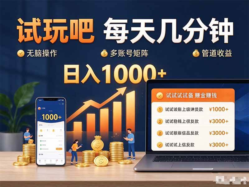 （20540期）试玩吧每天几分钟日入1000+无脑操作，可矩阵并附有管道收益-网创百晓生
