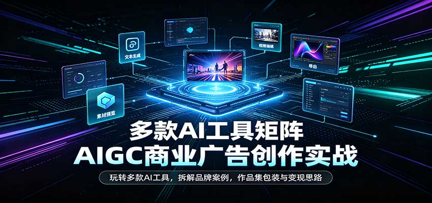 AIGC商业广告创作实战：玩转多款AI工具，拆解品牌案例，作品集包装与变现思路-怪兽网创俱乐部
