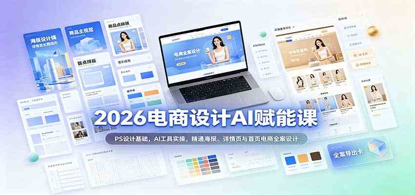 2026电商设计AI赋能课：PS设计基础，AI工具实操，精通海报、详情页与首页电商全案设计-怪兽网创俱乐部