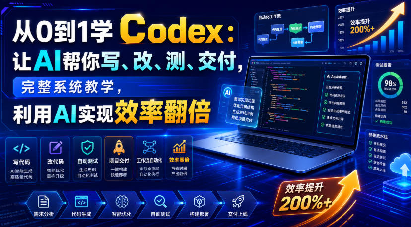 从0到1学Codex：让AI帮你写、改、测、交付，完整系统教学，利用AI实现效率翻倍（更新0918）-多课资源站