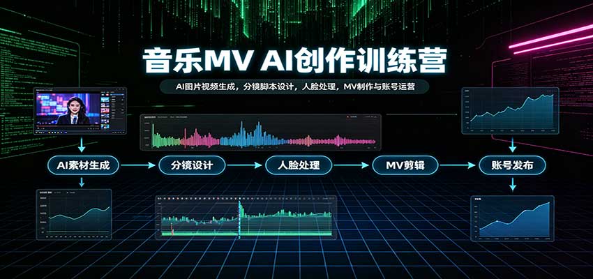 音乐MV AI创作训练营：AI图片视频生成，分镜脚本设计，人脸处理，MV制作与账号运营-邪修侠 - 演示