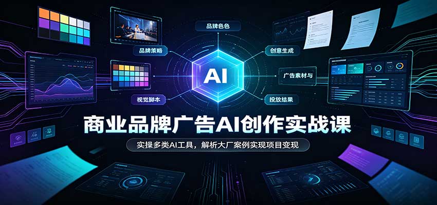 商业品牌广告AI创作实战课：实操多类AI工具，解析大厂案例实现项目变现-怪兽网创俱乐部