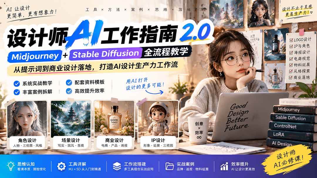 （20562期）《设计师AI工作指南 2.0》-无水印课：从思维落地，解锁 AI 设计生产力-多课资源站