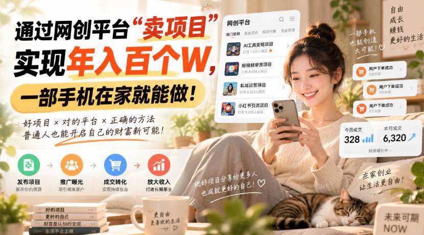 （20565期）通过网创平台“卖项目”实现年入百万，一部手机在家就能做！-多课资源站