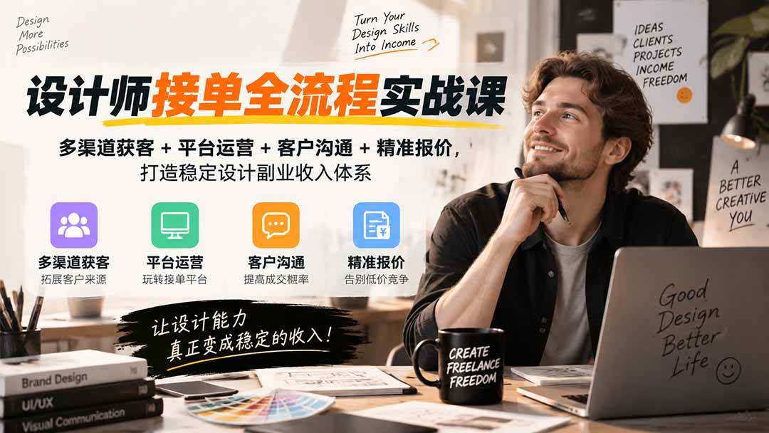 （20563期）设计师接单全流程实战课-无水印｜多渠道获客+平台运营+客户沟通+精准报价，打造稳定设计副业收入体系-多课资源站