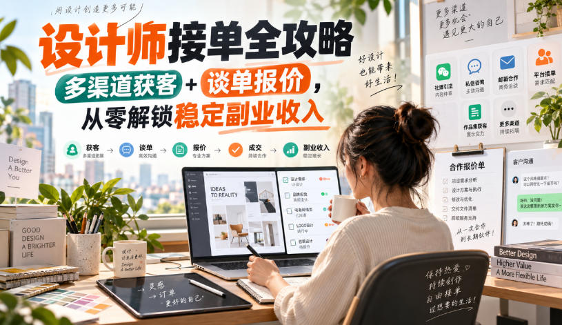 设计师接单全攻略-无水印，多渠道获客+谈单报价，从零解锁稳定副业收入-邪修侠 - 演示
