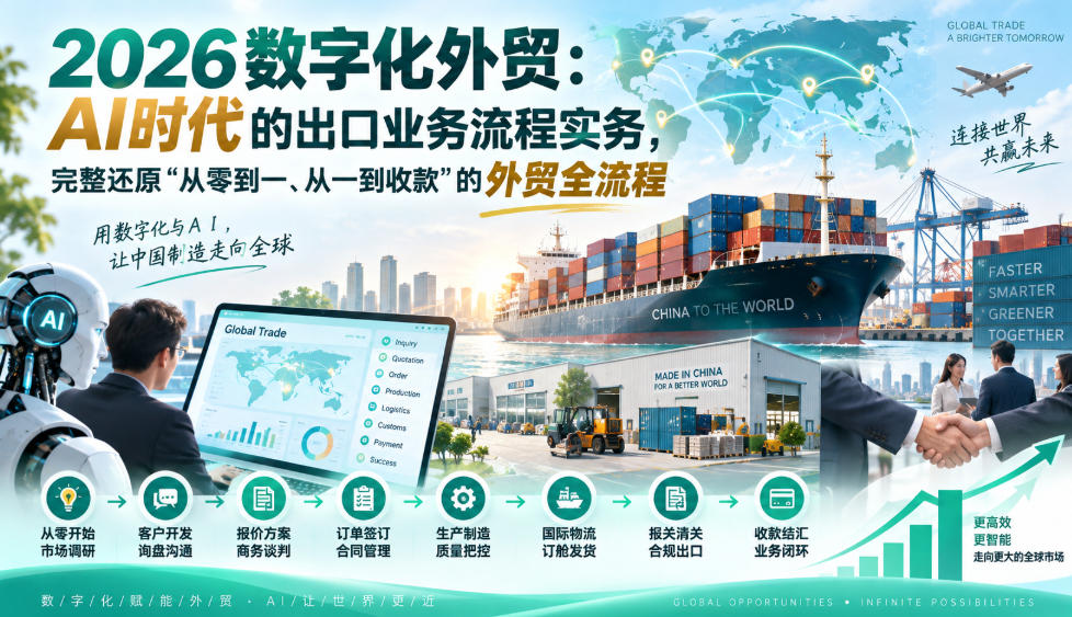 2026数字化外贸：AI时代的出口业务流程实务，完整还原”从零到一、从一到收款”的外贸全流程-奇点库