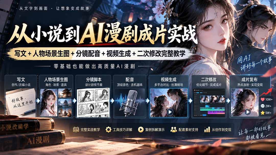 （20577期）从小说到AI漫剧成片实战：写文+人物场景生图+分镜配音+视频生成+二次修改完整教学-邪修侠 - 演示