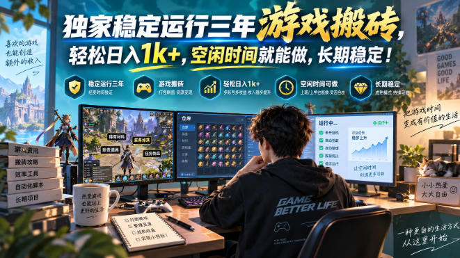 独家稳定运行三年游戏搬砖，轻松日入1k+，空闲时间就能做，长期稳定！【揭秘】-邪修侠 - 演示