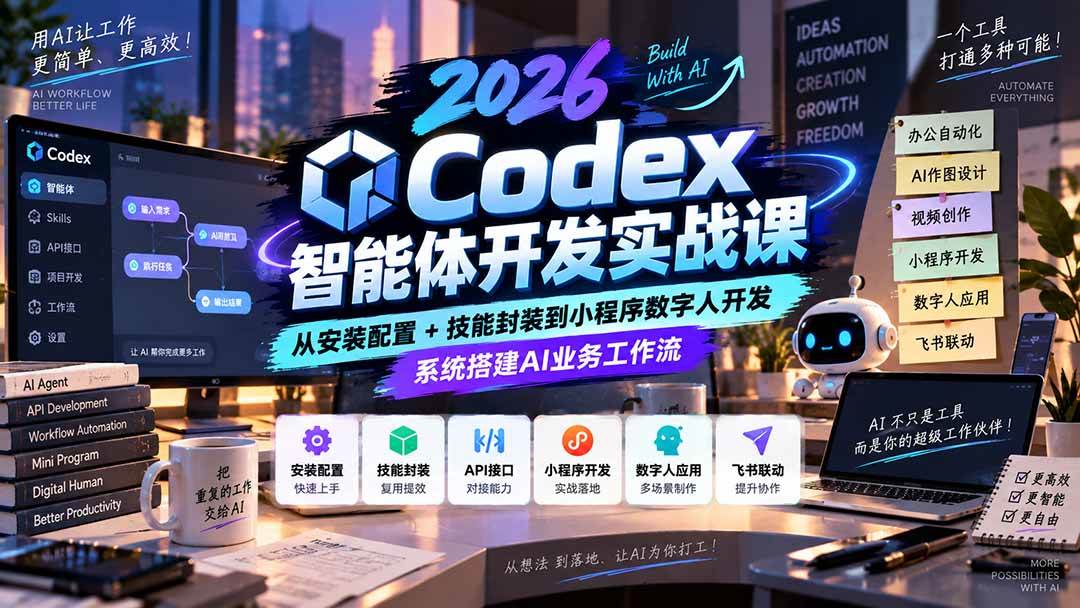 (20574期)2026Codex智能体开发实战课:从安装配置+技能封装到小程序数字人开发,系统搭建AI业务工作流-邪修侠 - 演示