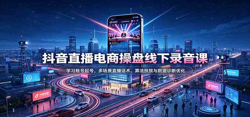 抖音直播电商操盘线下录音课:学习账号起号,多场景直播话术,算法投放与数据诊断优化-邪修侠 - 演示