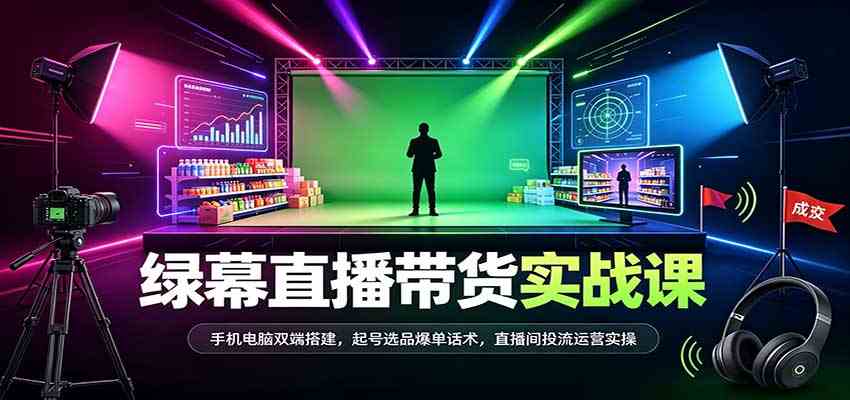 绿幕直播带货实战课：手机电脑双端搭建，起号选品爆单话术，直播间投流运营实操-邪修侠 - 演示