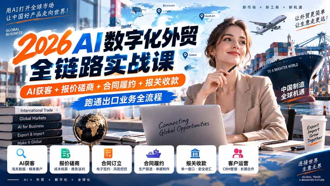 （20569期）2026AI数字化外贸全链路实战课：AI获客+报价磋商+合同履约+报关收款，跑通出口业务全流程-邪修侠 - 演示
