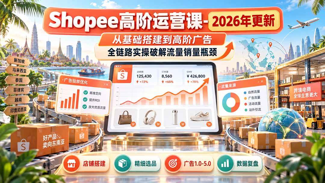 (20575期)Shopee高阶运营课-更新9月,从基础搭建到高阶广告,全链路实操破解流量销量瓶颈-邪修侠