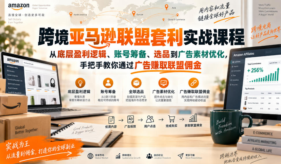 跨境亚马逊联盟套利实战课程，从底层盈利逻辑、账号筹备、选品到广告素材优化，手把手教你通过广告賺取联盟佣金亿创资源网_优质资源分享平台_一站式资源获取亿创资源网 | 优质资源分享平台_一站式资源获取